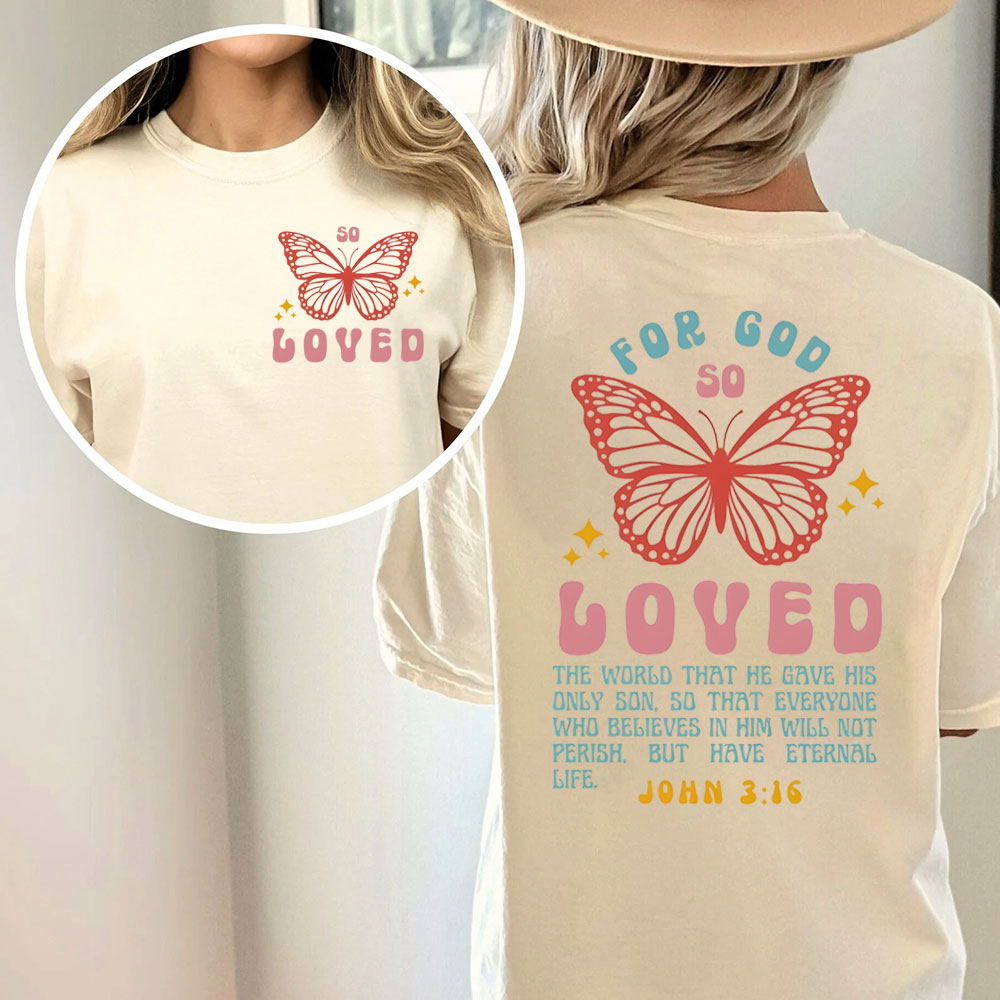 For God So Loved Christian Washed T-Shirt
