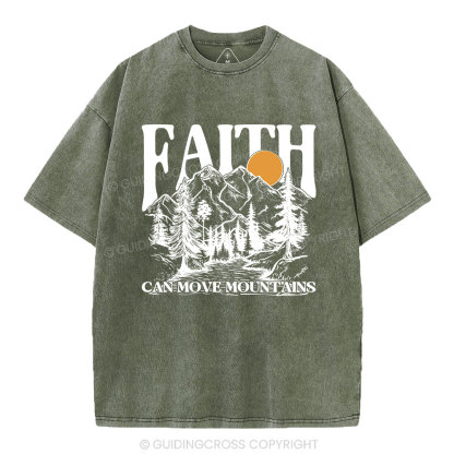 Faith Can Move Mountains Christian Washed T-Shirt