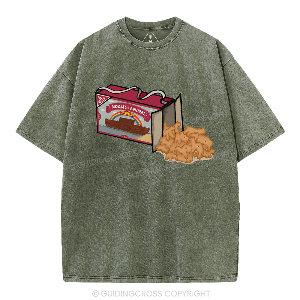 Noah's Animals Christian Washed T-Shirt