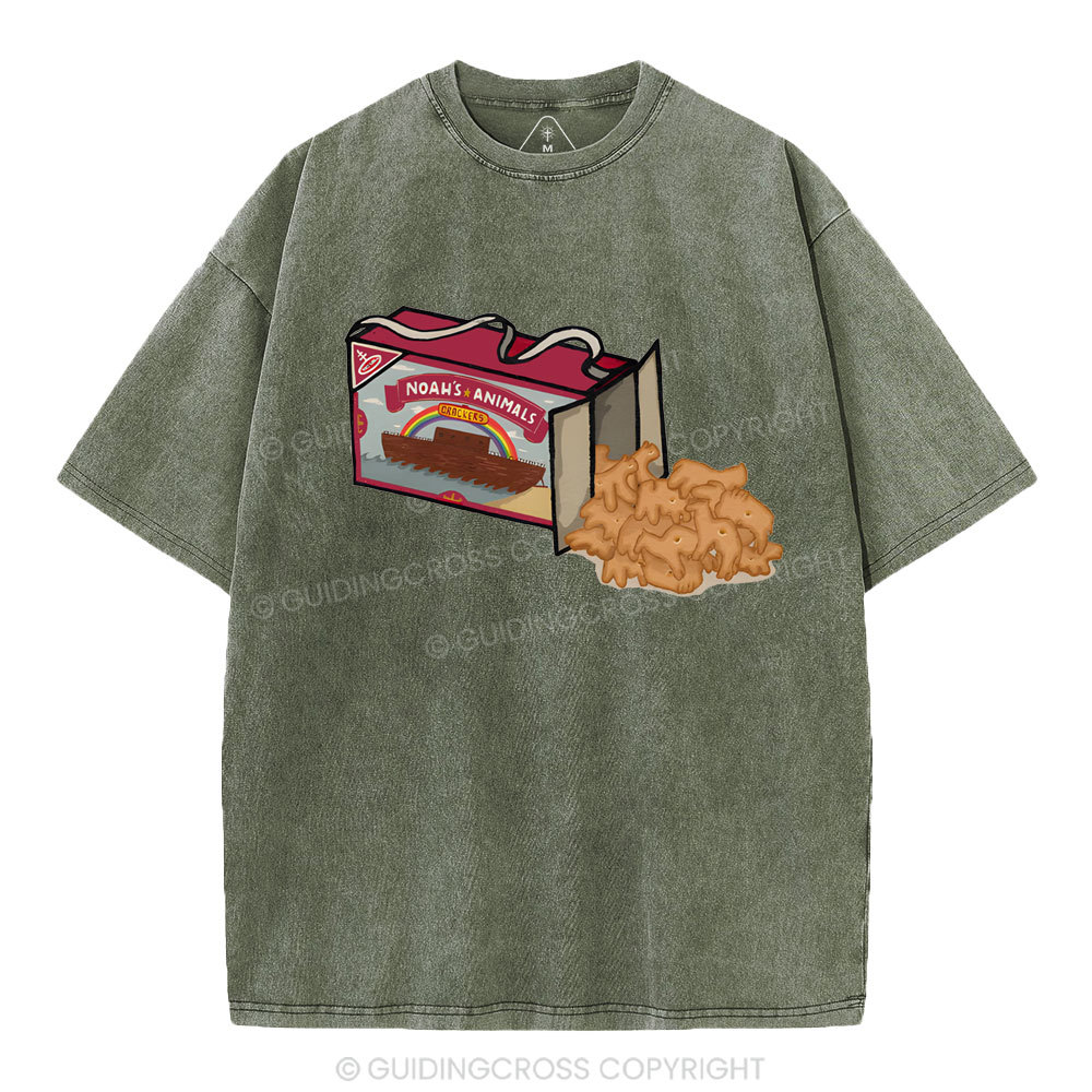 Noah's Animals Christian Washed T-Shirt