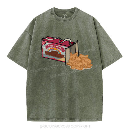Noah's Animals Christian Washed T-Shirt