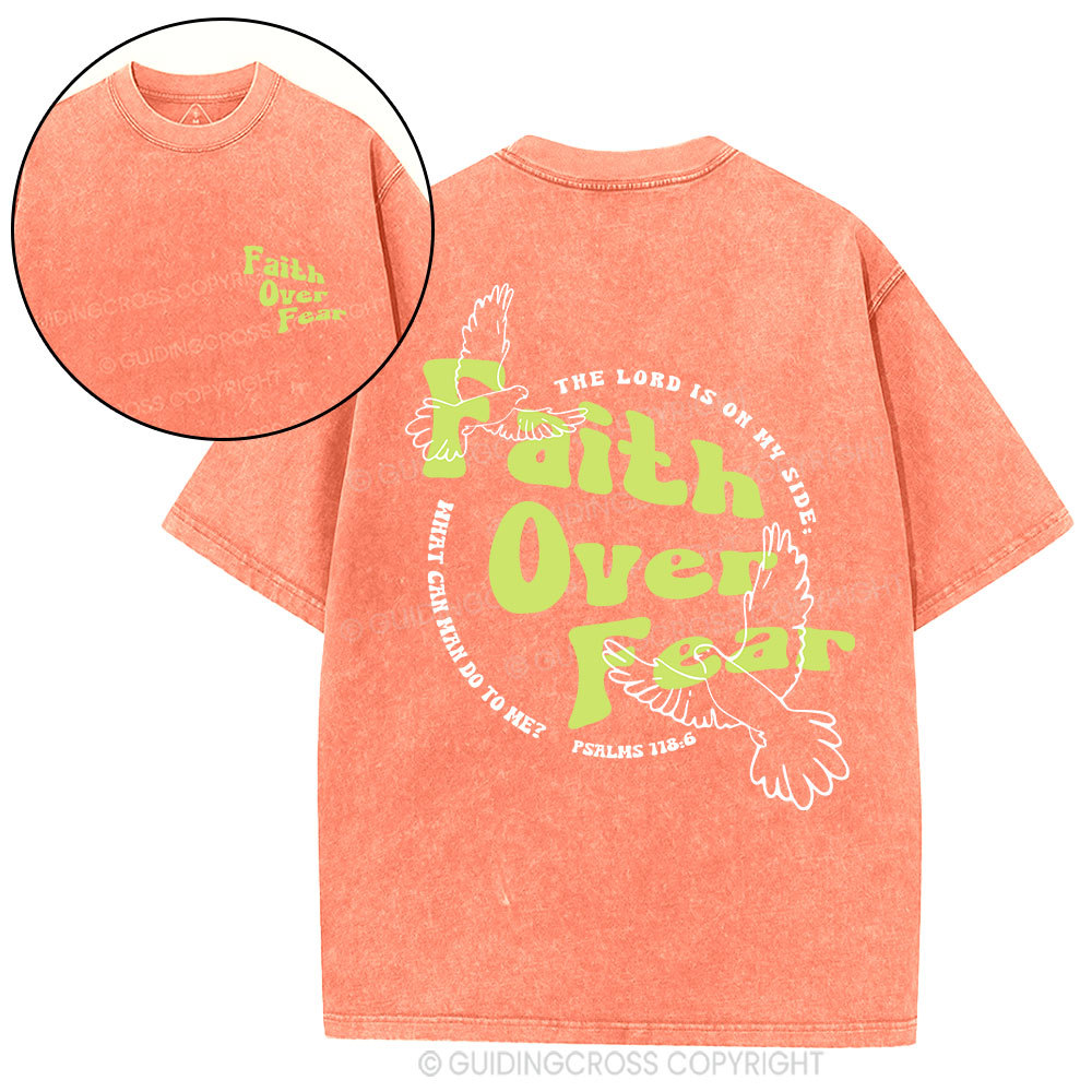 Faith Over Fear Dove Christian Washed T-Shirt