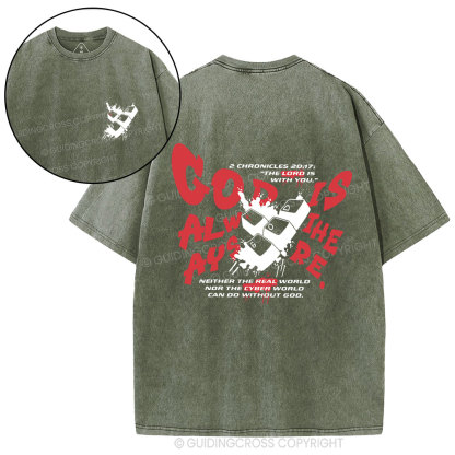 God Is Always There Christian Washed T-Shirt