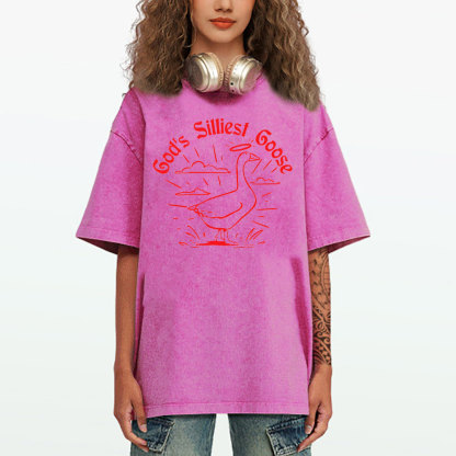God's Silliest Goose Christian Washed T-Shirt