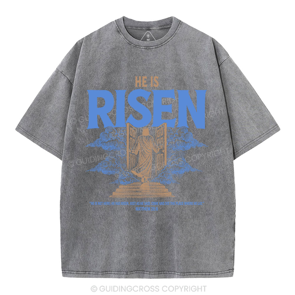 He Is Risen Christian Washed T-Shirt