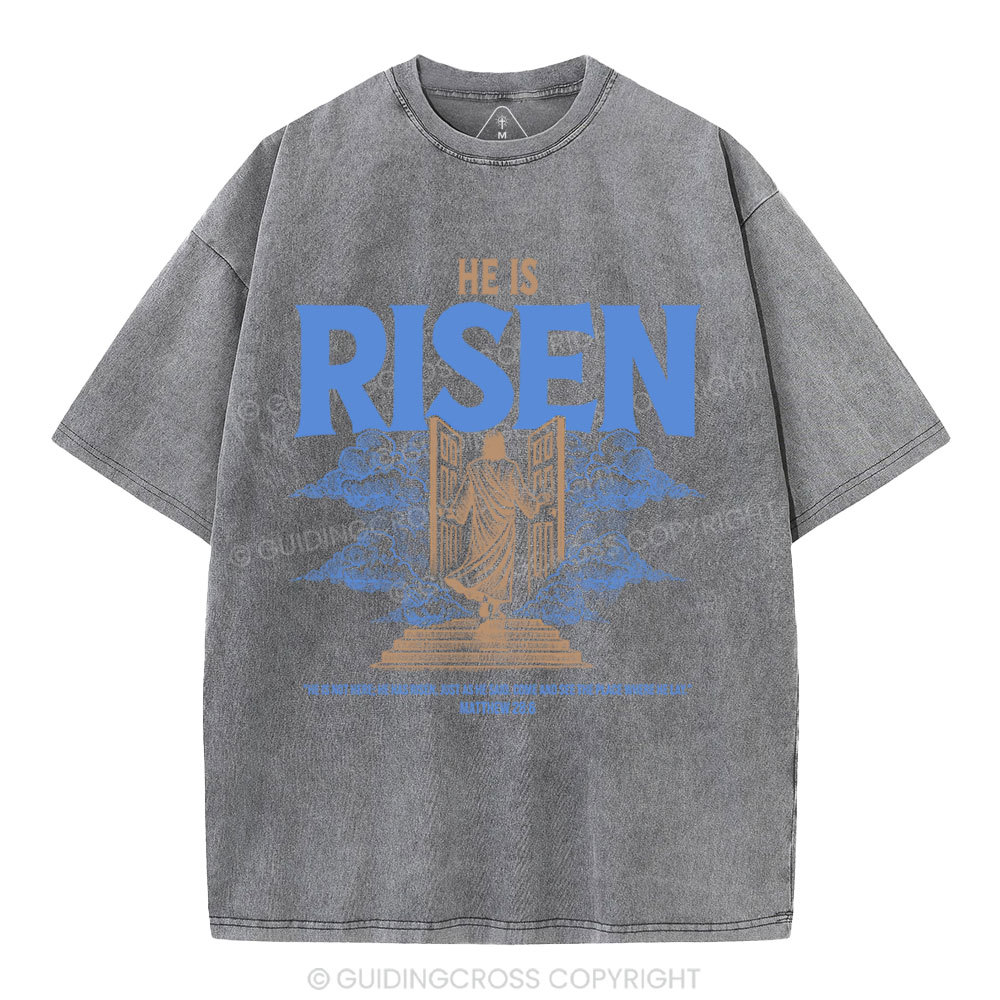 He Is Risen Christian Washed T-Shirt