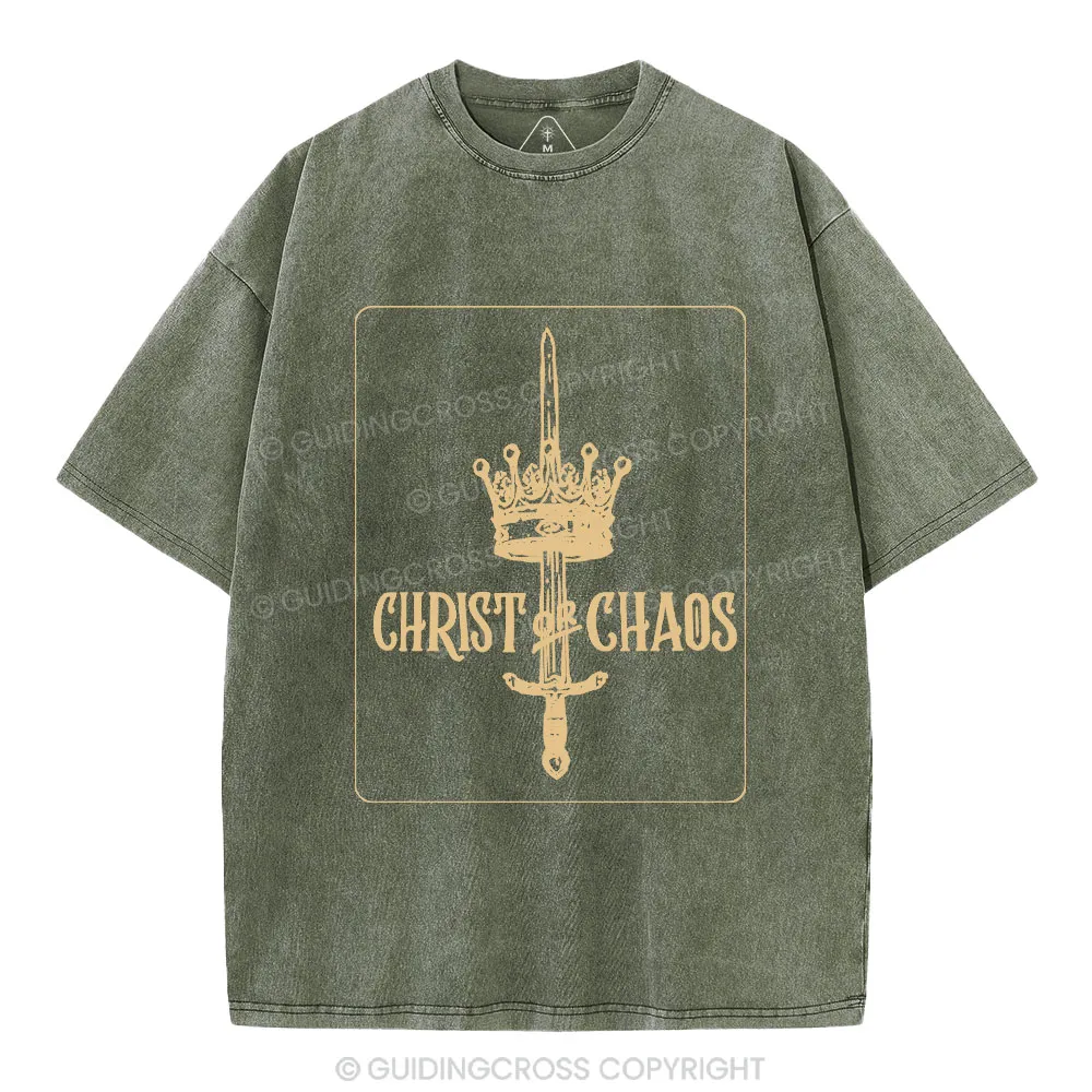 Christ Or Chaos Christian Washed T-Shirt
