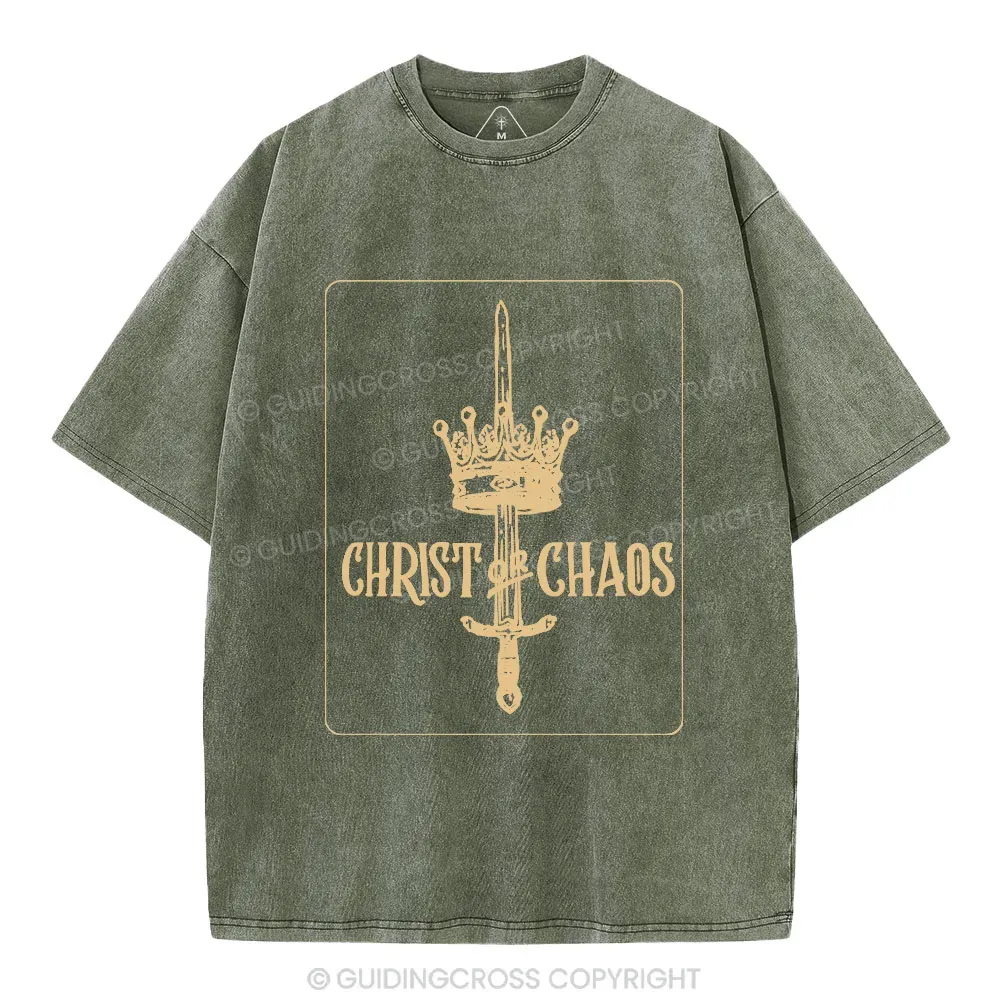 Christ Or Chaos Christian Washed T-Shirt