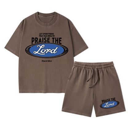 Praise The Lord Christian Washed T-Shirt & Shorts