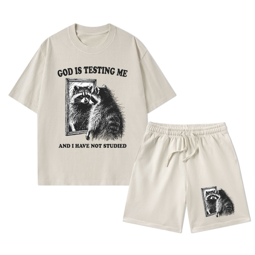 God Is Testing Me And I Have Not Studied Christian Washed T-Shirt & Shorts
