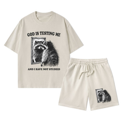 God Is Testing Me And I Have Not Studied Christian Washed T-Shirt & Shorts