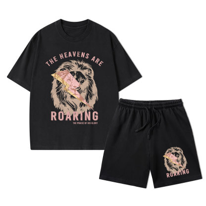 The Heavens Are Roaring Christian Washed T-Shirt & Shorts