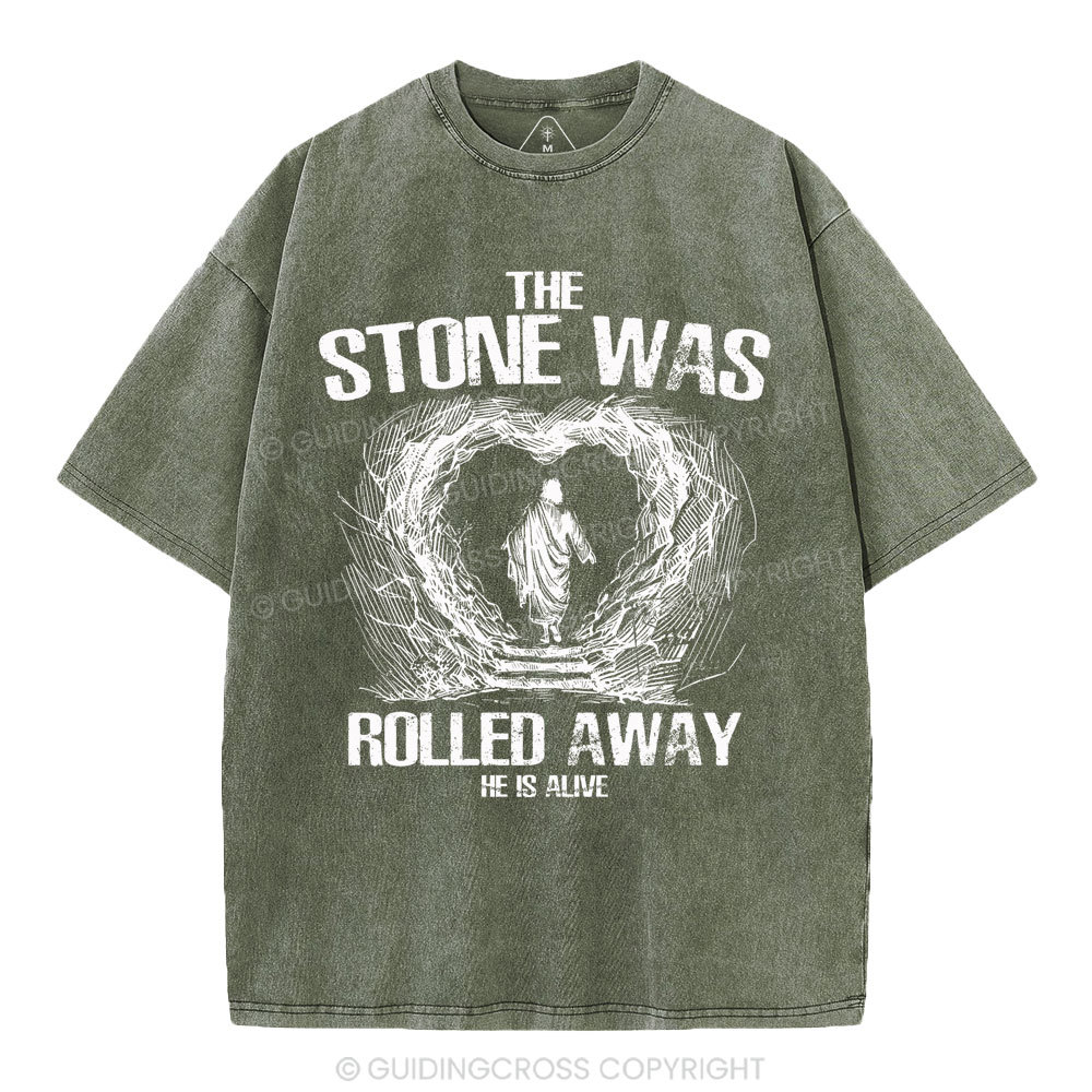 The Stone Was Rolling Away Christian Washed T-Shirt