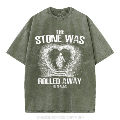 The Stone Was Rolling Away Christian Washed T-Shirt