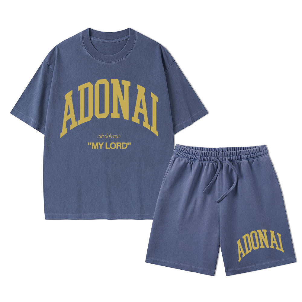 ADONAI My Lord Christian Washed T-Shirt & Shorts