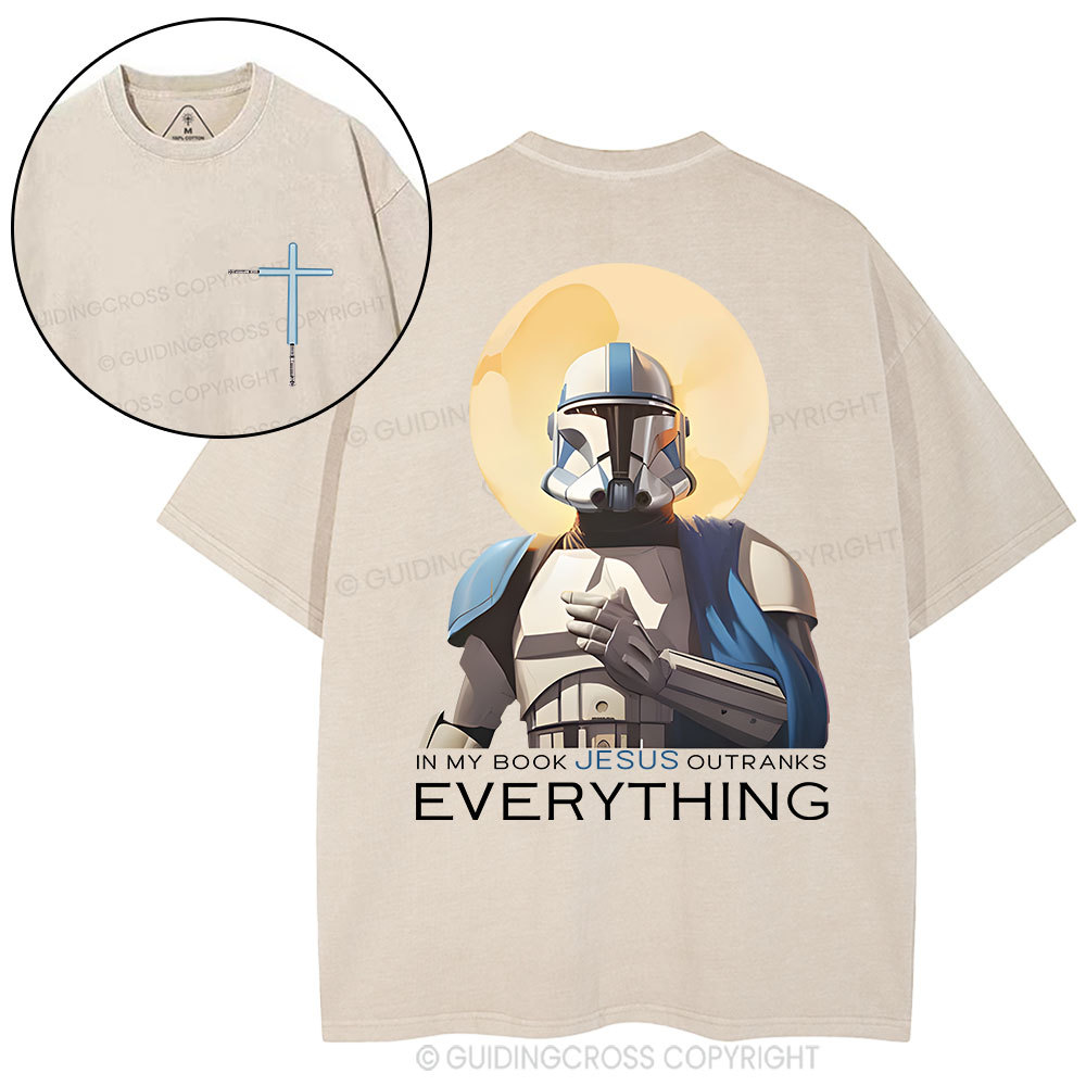 In My Book Jesus Outranks Everything Christian Washed T-Shirt