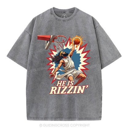 He Is Rizzen  Jesus Christian Washed T-Shirt