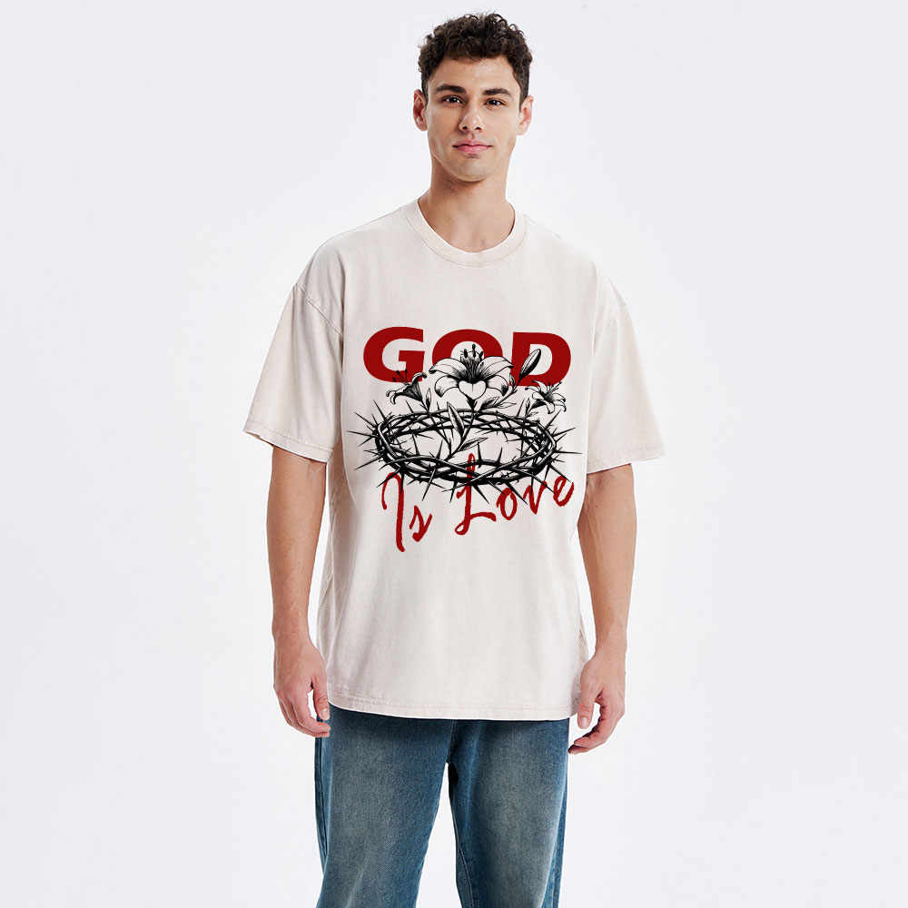 God Is Love  Christian Washed T-Shirt