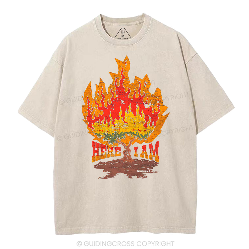 Here I Am Christian Washed T-Shirt