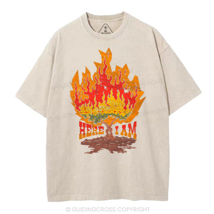 Here I Am Christian Washed T-Shirt