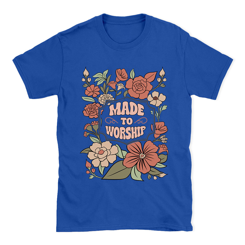 Made To Worship Retro Floral Christian T-Shirt