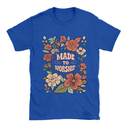 Made To Worship Retro Floral Christian T-Shirt
