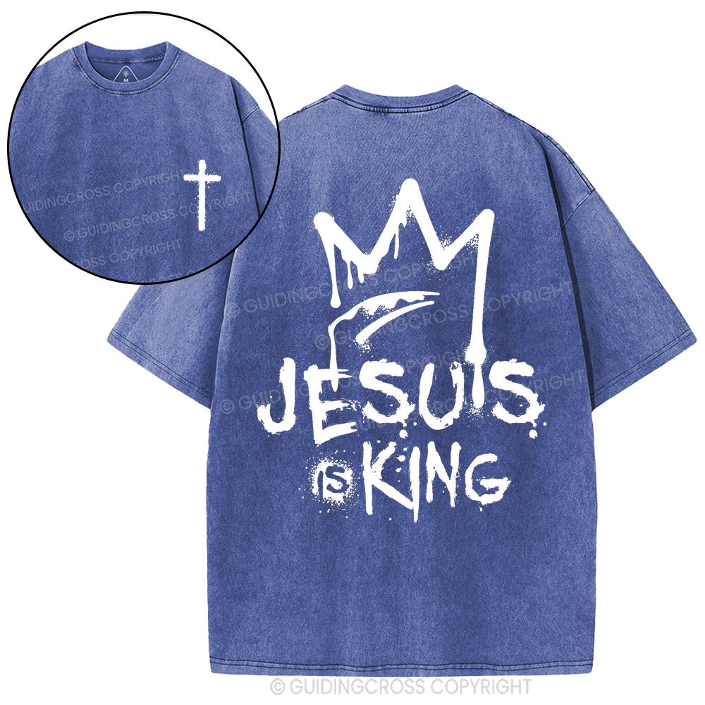 Jesus Is King Christian Washed T-Shirt