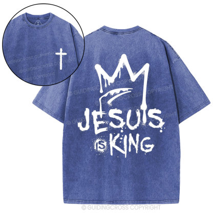 Jesus Is King Christian Washed T-Shirt