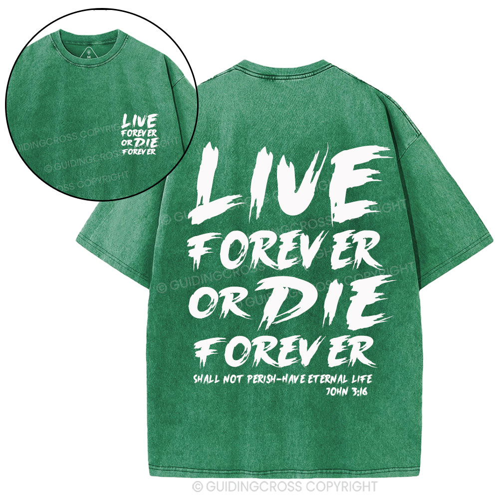 Live Forever Or Die Forever Christian Washed T-Shirt