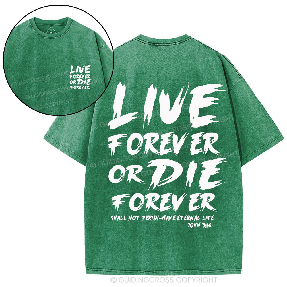 Live Forever Or Die Forever Christian Washed T-Shirt