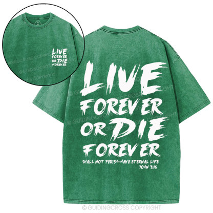 Live Forever Or Die Forever Christian Washed T-Shirt