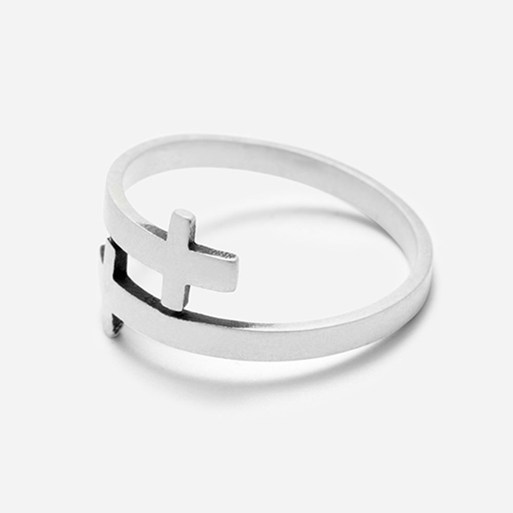 Double Cross Christian 925 Sterling Silver Ring