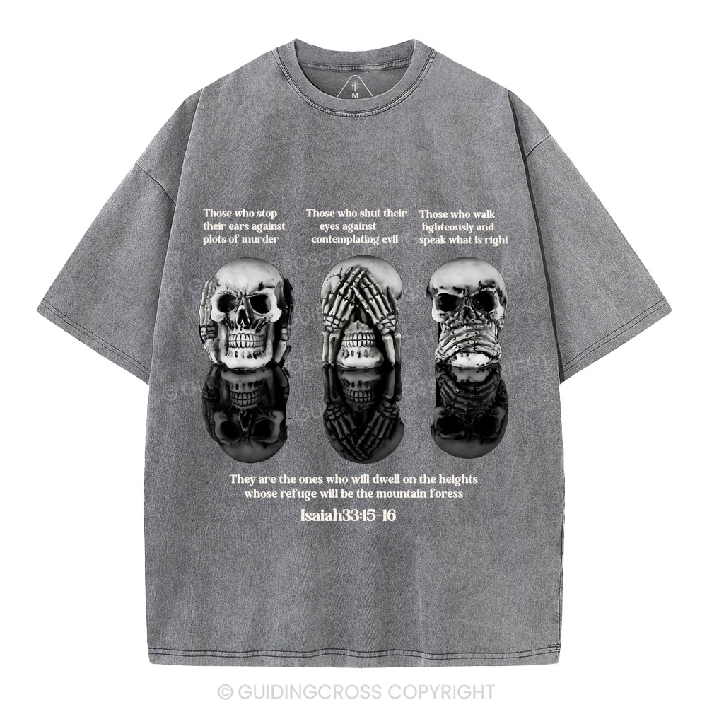 No Evil See No Evil Speak No Evil  Chrisian Washed T-Shirt
