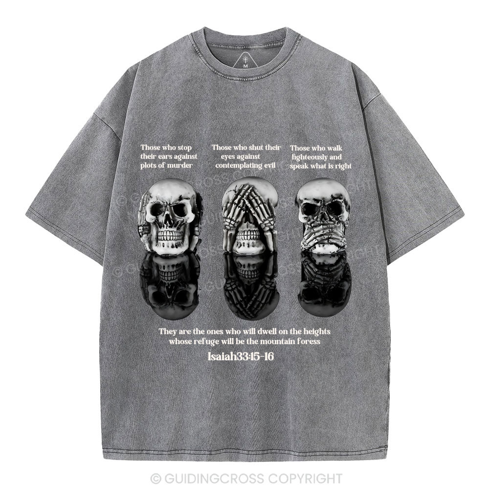 No Evil See No Evil Speak No Evil Chrisian Washed T-Shirt