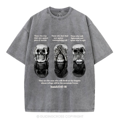 No Evil See No Evil Speak No Evil  Chrisian Washed T-Shirt