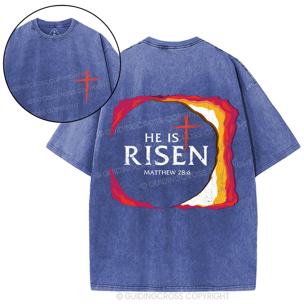 He Is Risen Christian Washed T-Shirt