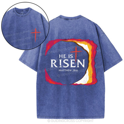 He Is Risen Christian Washed T-Shirt