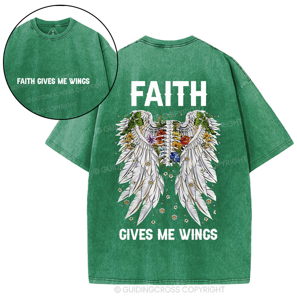 Faith Gives Me Wings Christian Washed T-Shirt