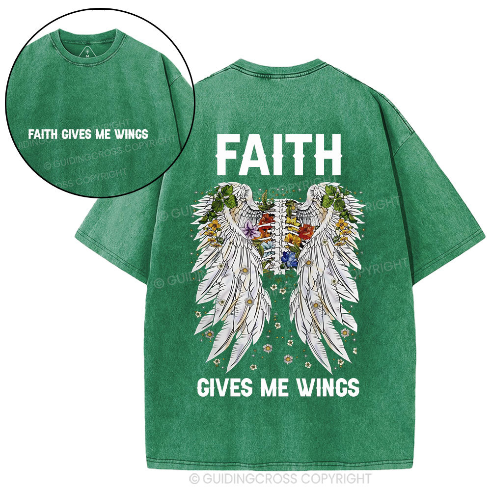 Faith Gives Me Wings Christian Washed T-Shirt