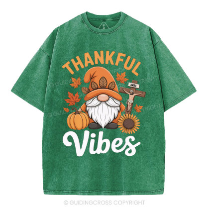 Thankful Vibes Christian Washed T-Shirt