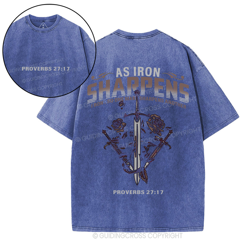 As Iron Sharpens Christian Washed T-Shirt