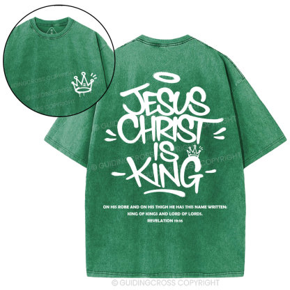 Jesus Christ Is King Christian Washed T-Shirt