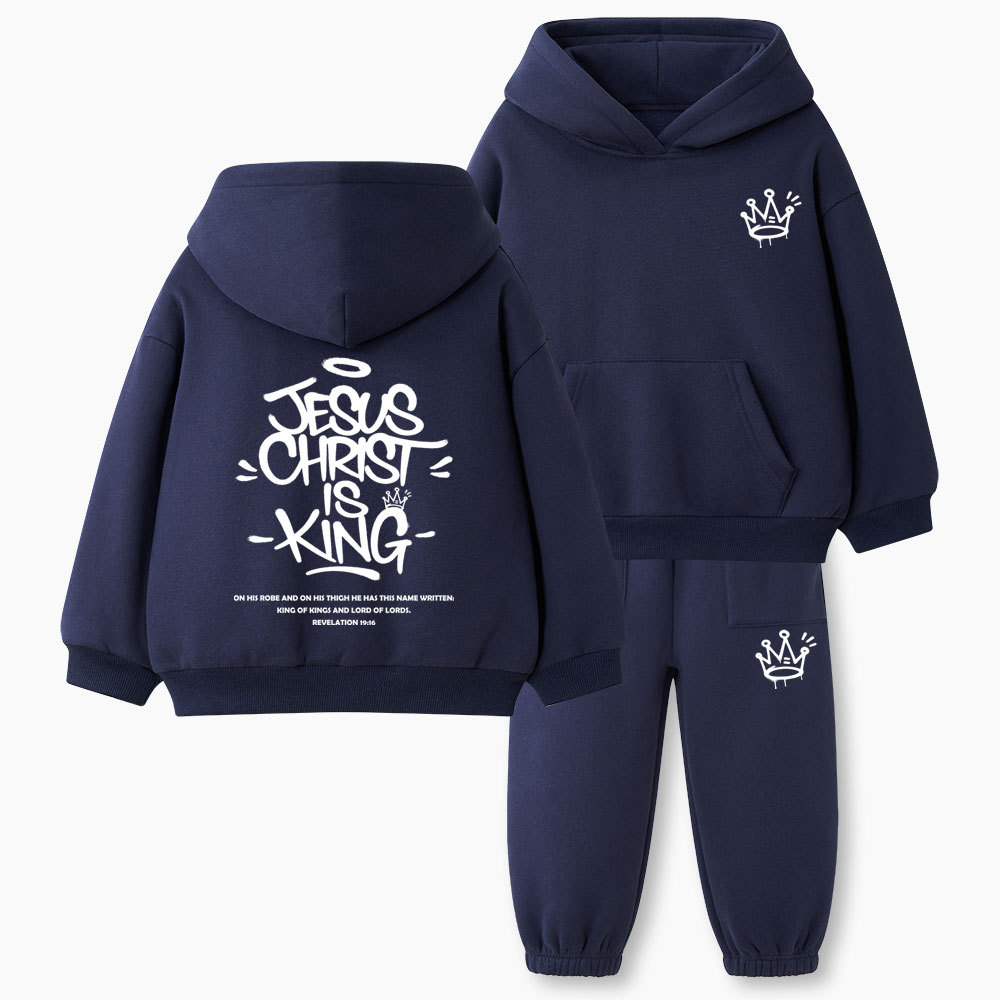Jesus Christ Is King Christian Kid Fleece Hoodie Set