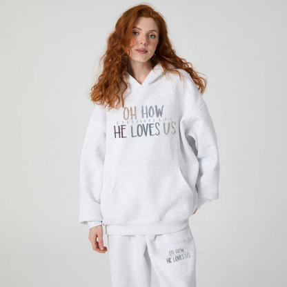 Oh How He Loves Us Christian Premium Fleece Hoodie Set