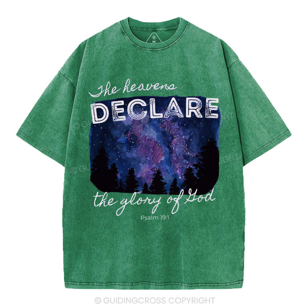 He Heavens Declare The Glory Of Lion Christian Washed T-Shirt