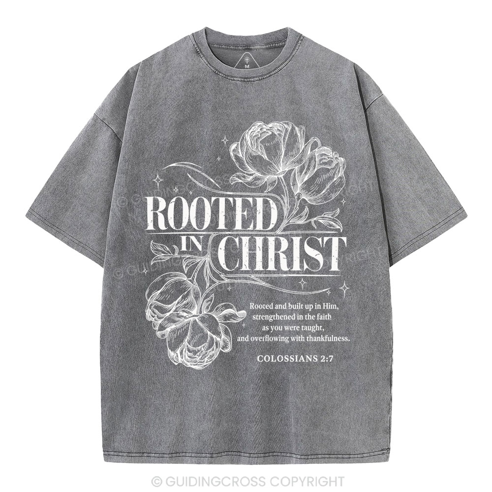 Rooted In Christ Christian Washed T-Shirt