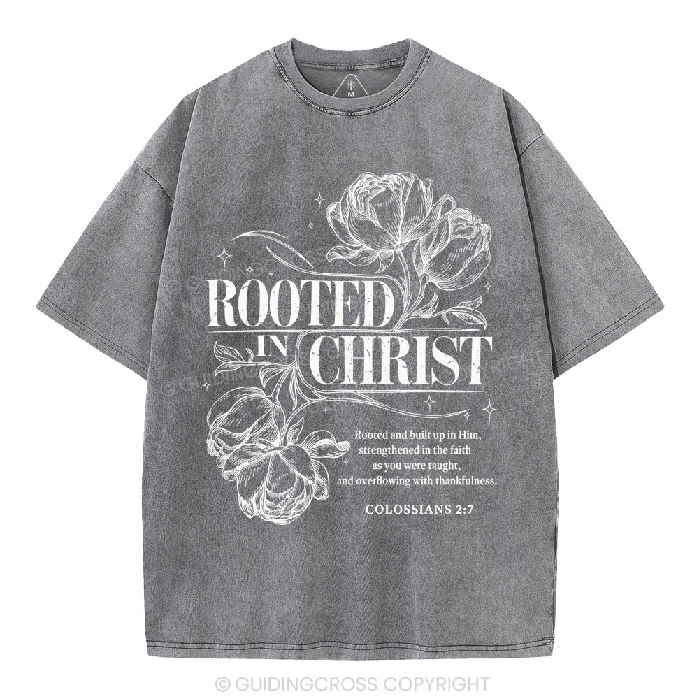 Rooted In Christ Christian Washed T-Shirt