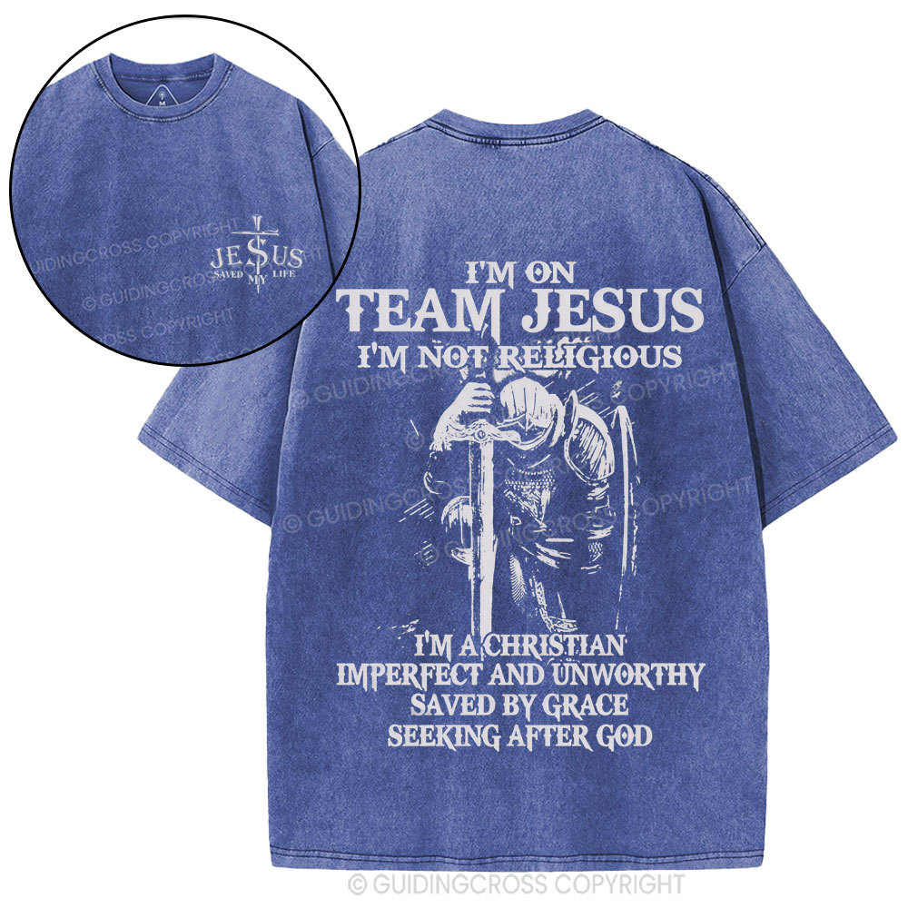 I'm On Team Jesus Christian Washed T-Shirt