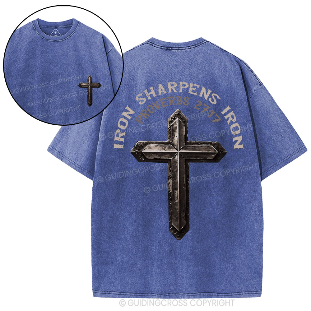Iron Sharpens Iron Christian Washed T-Shirt