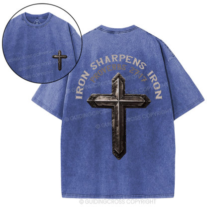 Iron Sharpens Iron Christian Washed T-Shirt